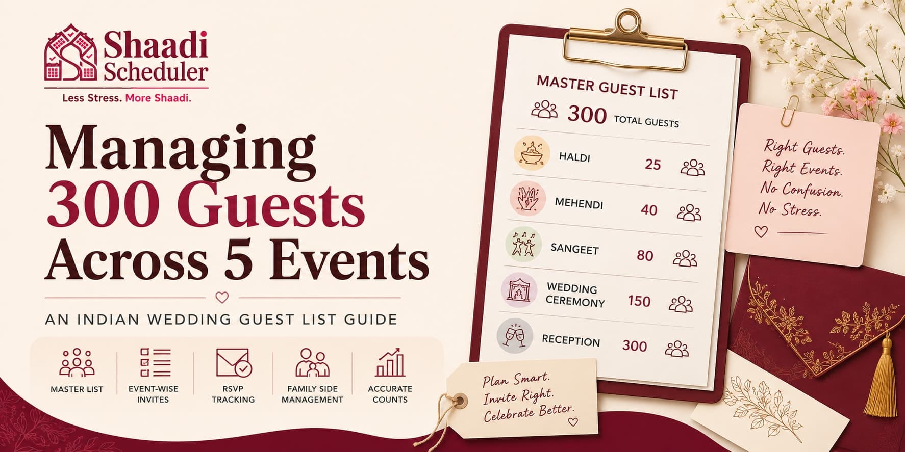 Managing 300 Guests Across 5 Events: An Indian Wedding Guest List Guide