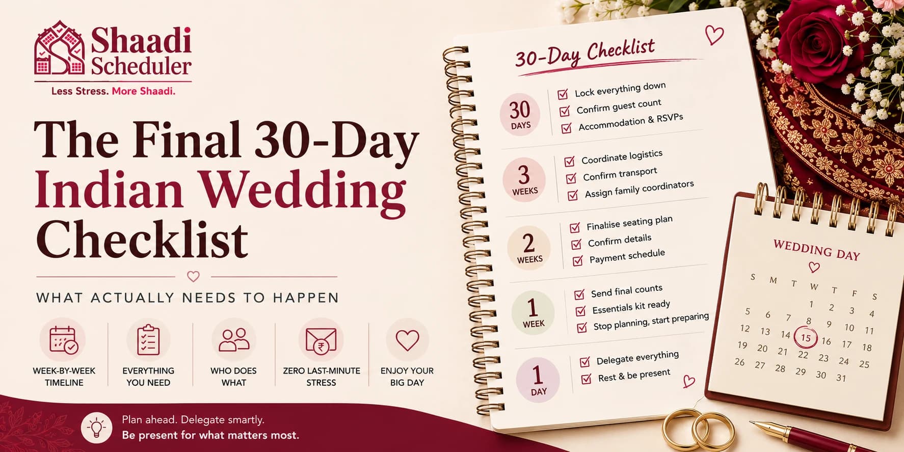 The Final 30-Day Indian Wedding Checklist (Week-by-Week Timeline)