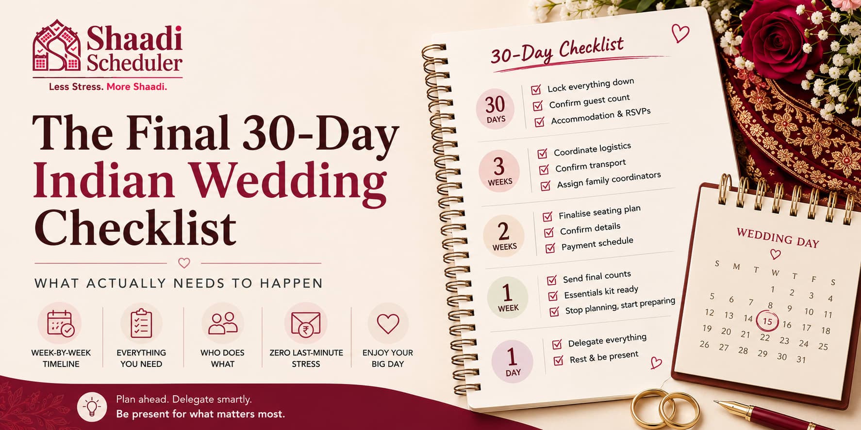 The Final 30-Day Indian Wedding Checklist (Week-by-Week Timeline)